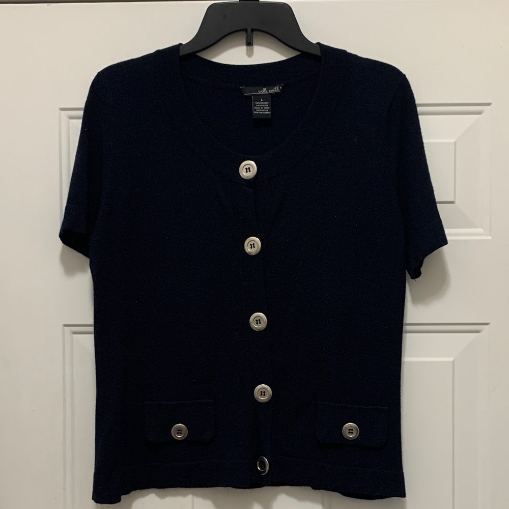 3/$15 Willi Smith Dark Blue Navy Knit Sweater Cardigan Size Large